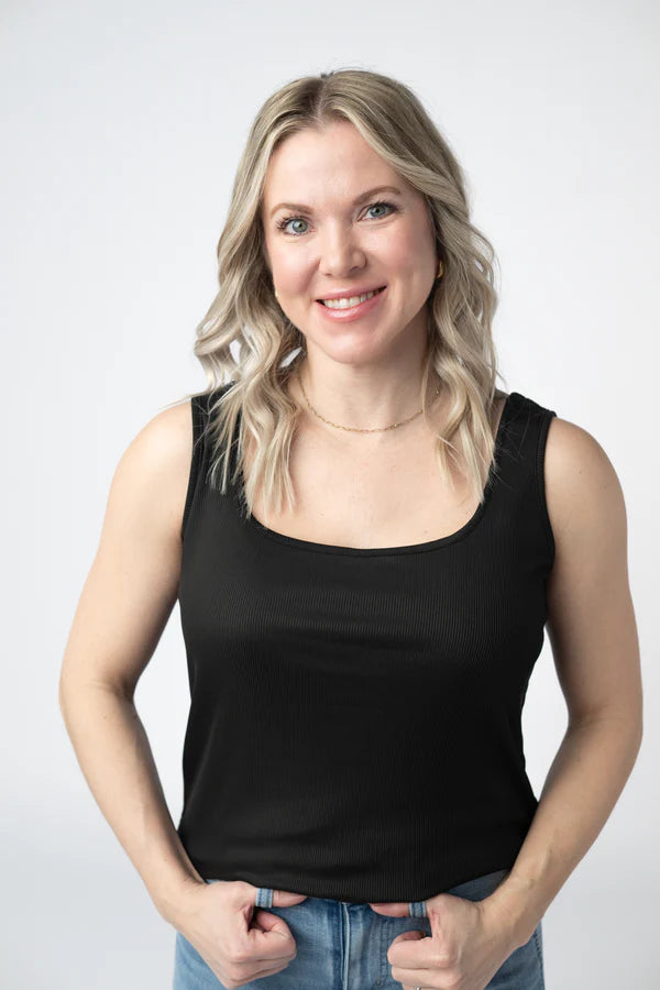 Michelle Mae "Rachel" Ribbed Tank - Black
