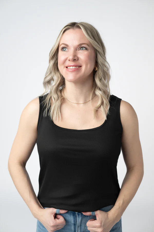 Michelle Mae "Rachel" Ribbed Tank - Black
