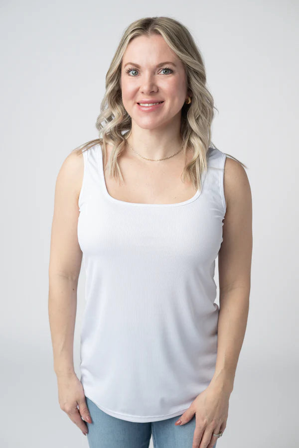 Michelle Mae "Rachel" Ribbed Tank - White