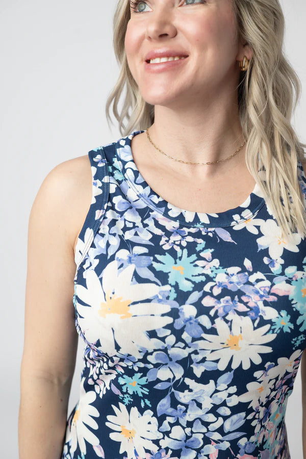 ***PRE-ORDER*** Michelle Mae Mariah Ribbed Dress - Daisy Blues