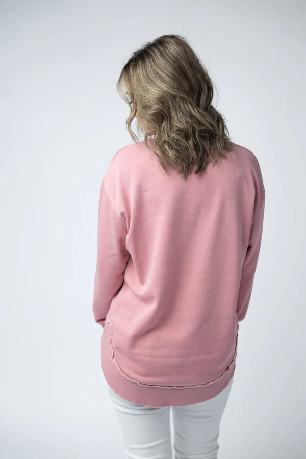 Michelle Mae Vintage Wash Pullover - Dusty Pink