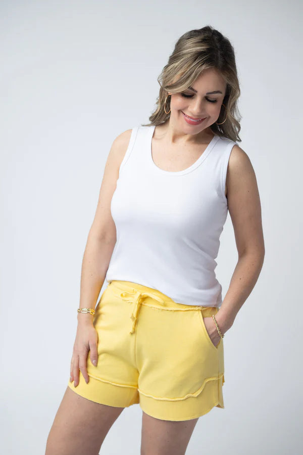 ***PRE-ORDER*** Michelle Mae French Terry Stevie Shorts - Lemon