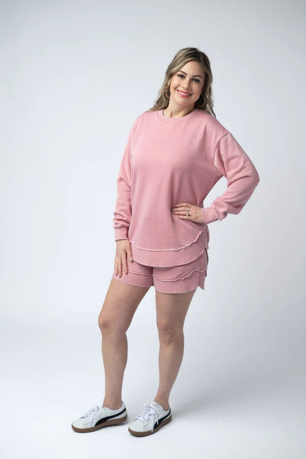Michelle Mae Vintage Wash Pullover - Dusty Pink