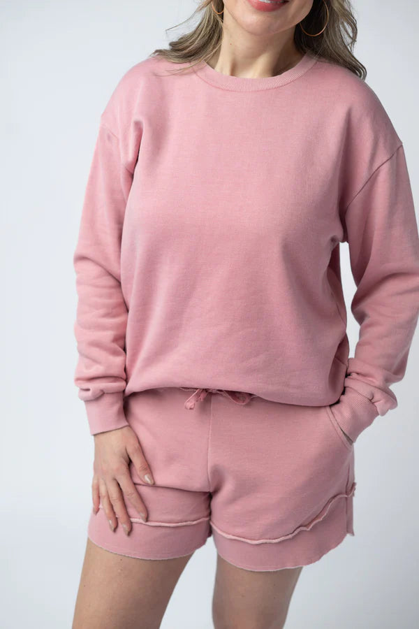 Michelle Mae Vintage Wash Pullover - Dusty Pink