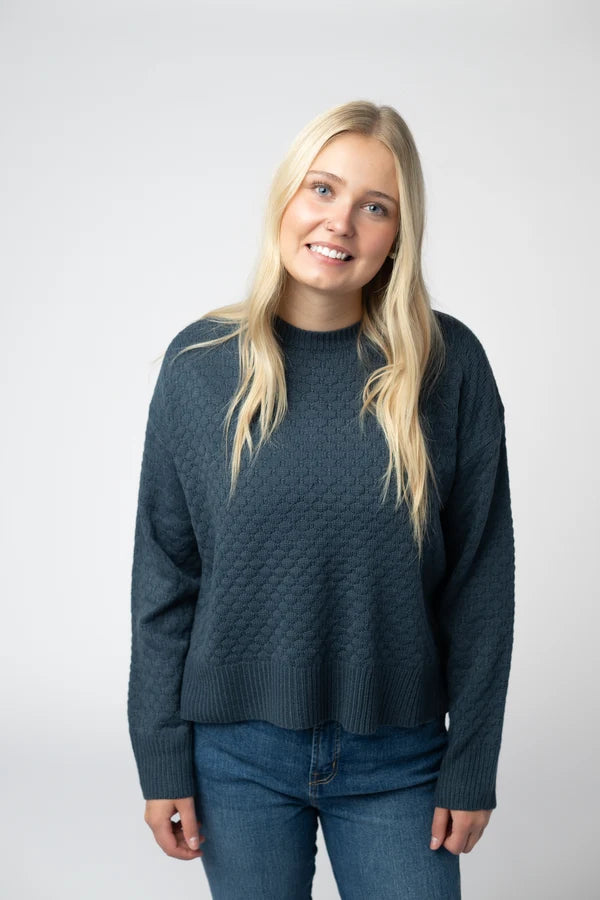 ***PRE-ORDER*** Gianna Pullover Sweater - Teal/Navy Blue