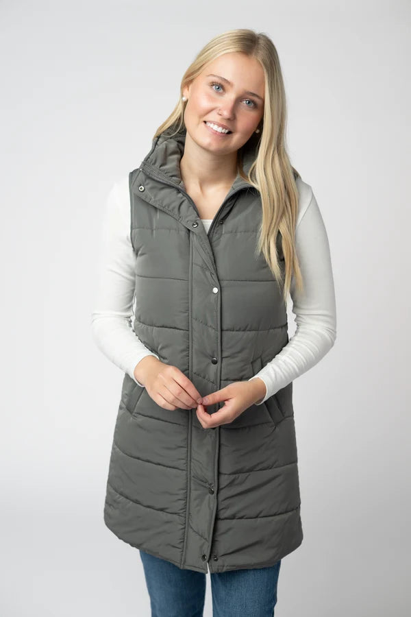 ***PRE-ORDER*** Michelle Mae Harlow Long Vest - Grey