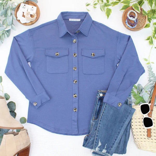 Michelle Mae "Brenna" Button Down Top - Denim