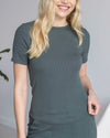 Grace and Lace Essential Short Sleeve Fitted Tee - Forest