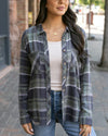 Grace and Lace Favorite Button Up Top - Olive Plaid