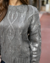 Grace and Lace Foiled Cable Knit Sweater - Champagne Shimmer