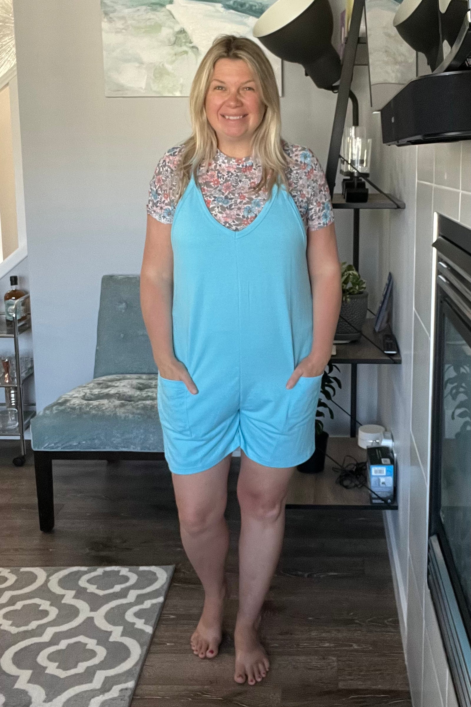 Becky Short Romper - Blue