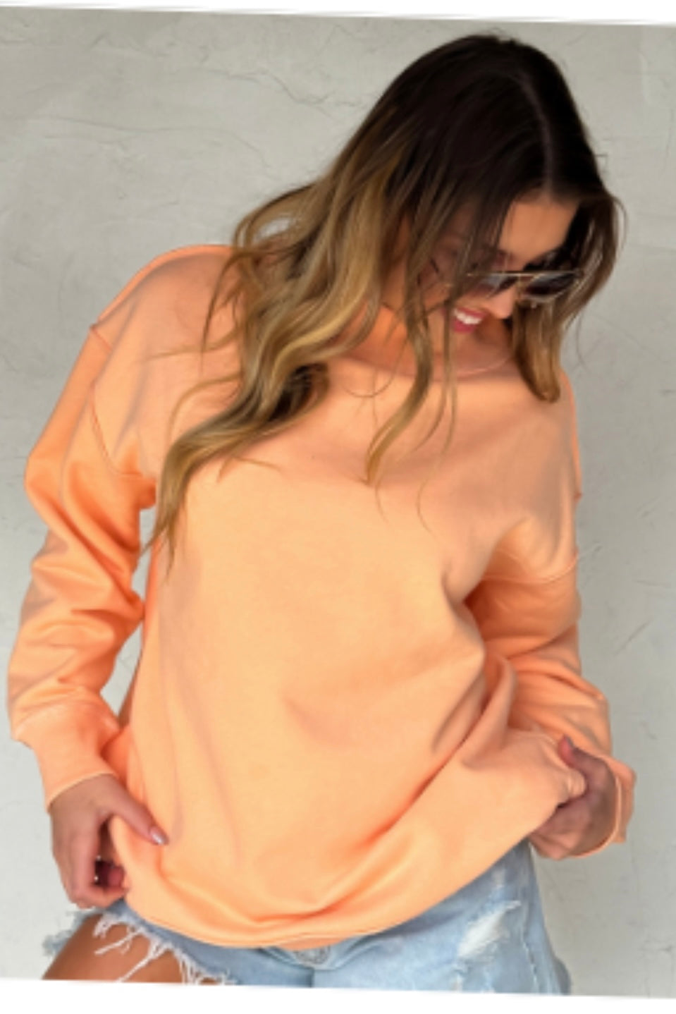 Miller Mock Neck Sweatshirt with Pockets - Peach