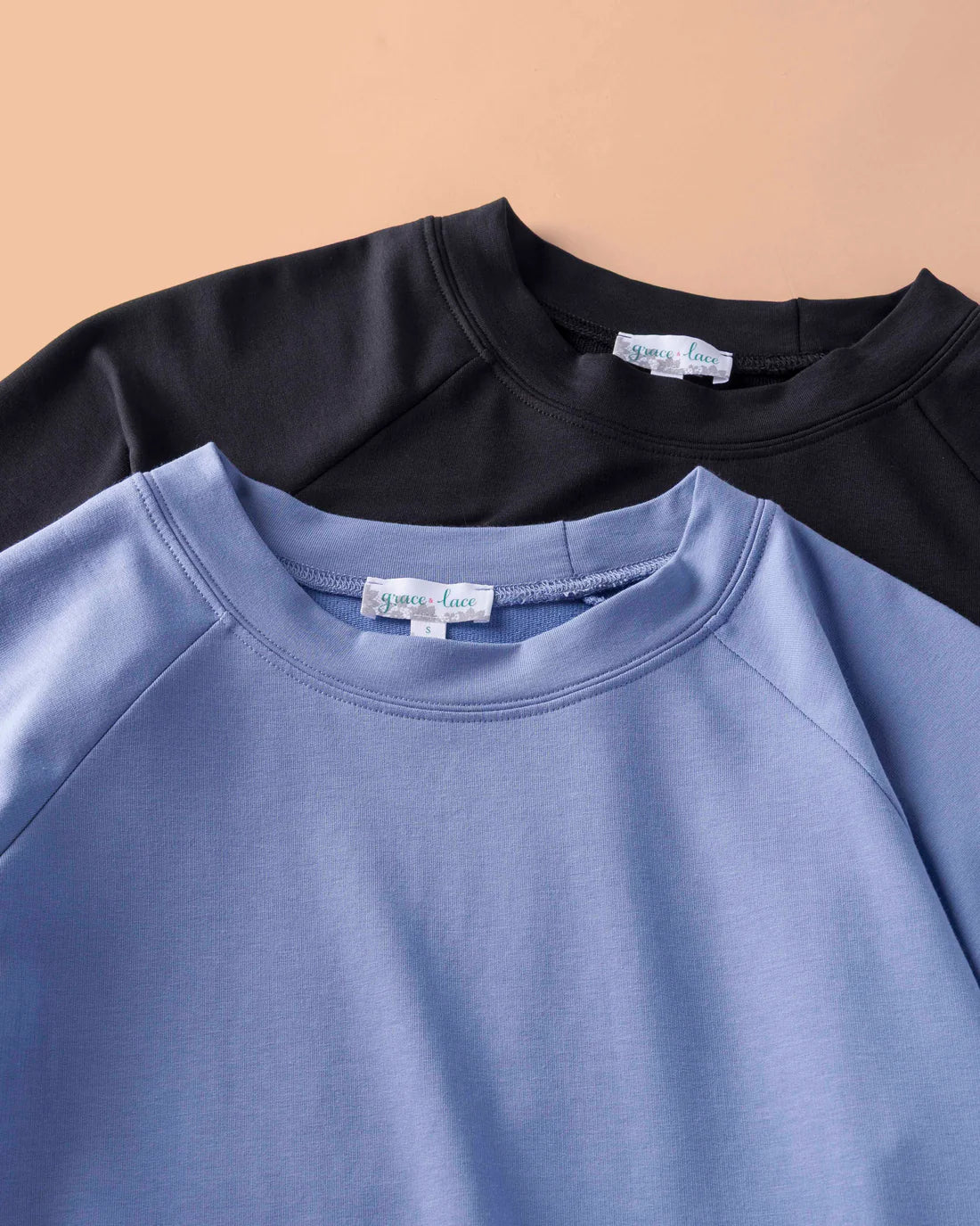 ***PRE-ORDER*** Grace &amp; Lace Everyday 3/4 Sleeve Crew Neck Sweatshirt - Black