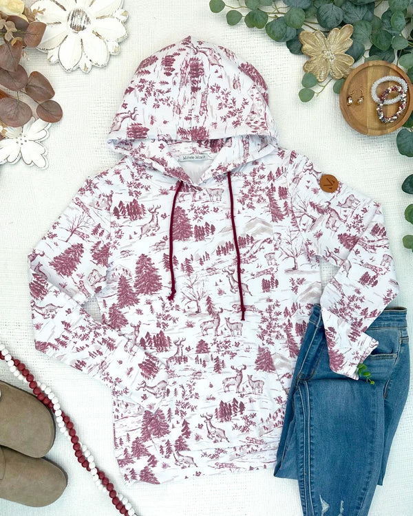 ***PRE-ORDER*** Michelle Mae Hailey Pullover Hoodie - Cranberry Woodland