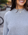 Heathered Waffle Knit Sweater - Heathered Grey