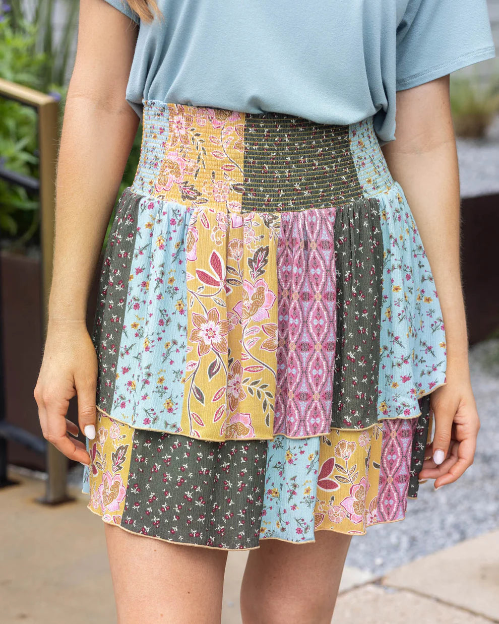 Grace and Lace Summer Tiered Skort - Patchwork