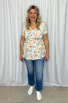 Michelle Mae &quot;Sarah&quot; Ruffle Short Sleeve - Watercolor Floral
