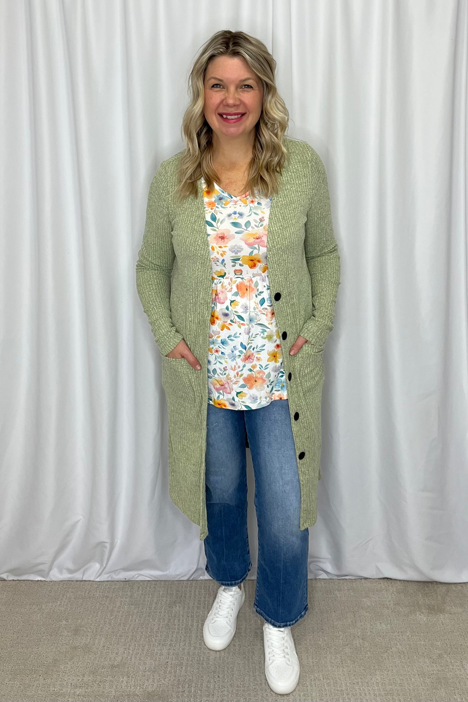 Michelle Mae "Colbie" Ribbed Cardigan - Pistachio