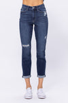 Judy Blue &quot;Bailey&quot; High Rise Distressed Boyfriend Denim - Dark Wash