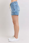 Judy Blue &quot;Marlowe&quot; High Rise Vintage Wash Jogger Shorts - Light Mid Wash