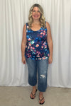 ***PRE-ORDER*** Michelle Mae Luxe Crew Tank - Navy Floral Bliss