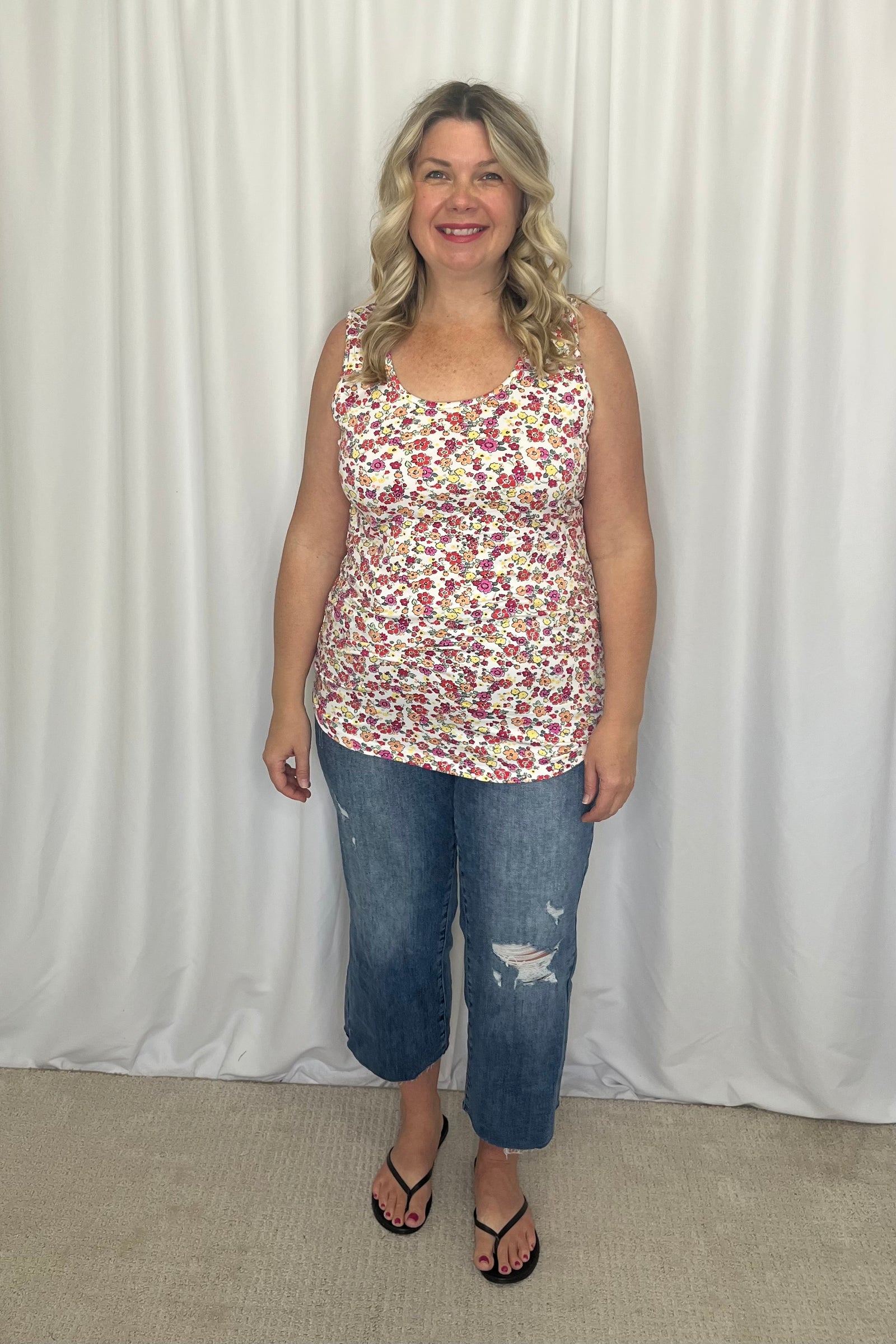 Michelle Mae Luxe Crew Tank - Bright Floral