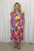 Tricia Midi Floral Dress with Pockets - Fuchsia