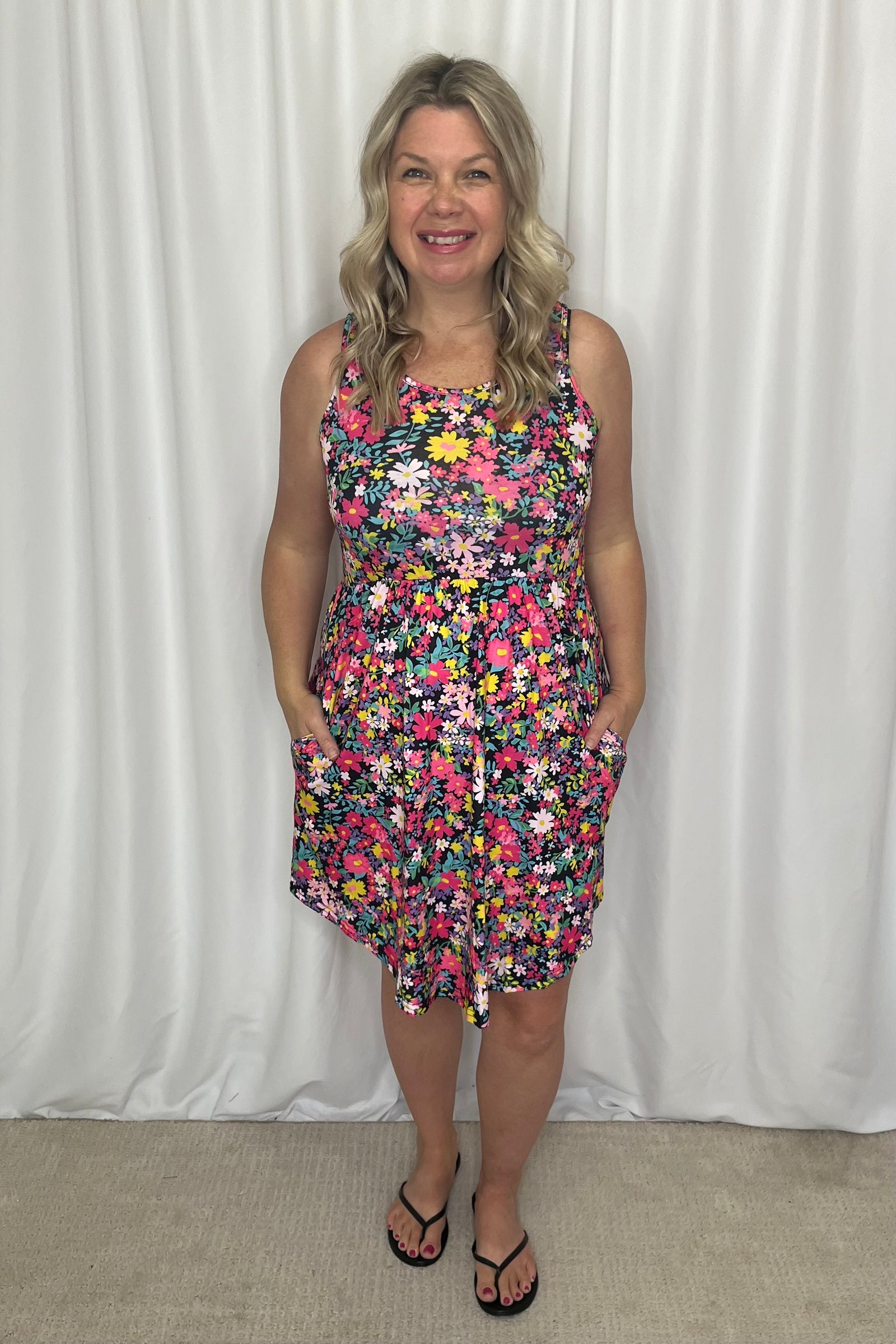 Shirley Tank Dress -Summer Pink Ditsy