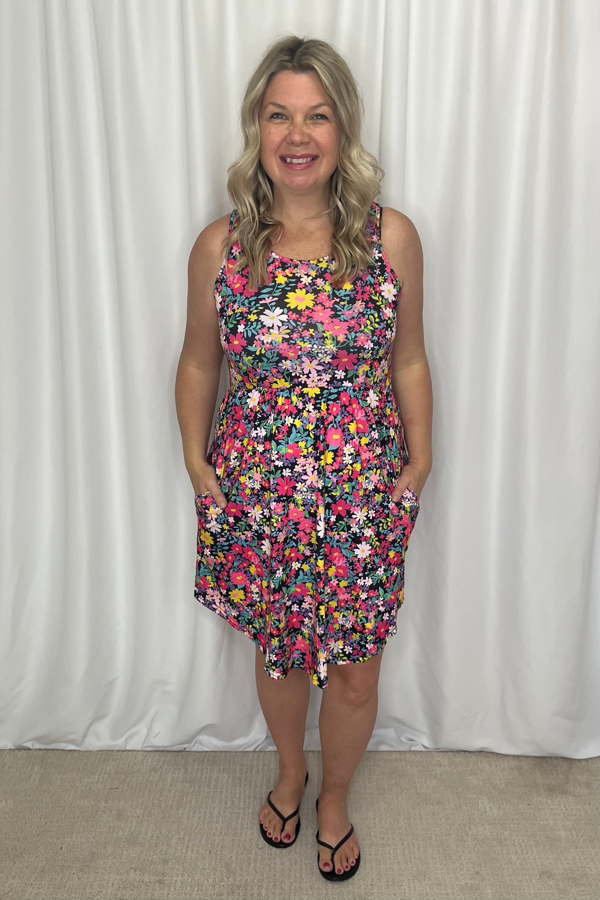 Shirley Tank Dress -Summer Pink Ditsy