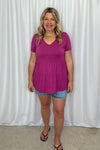 Michelle Mae &quot;Sarah&quot; Ruffle Short Sleeve - Orchid