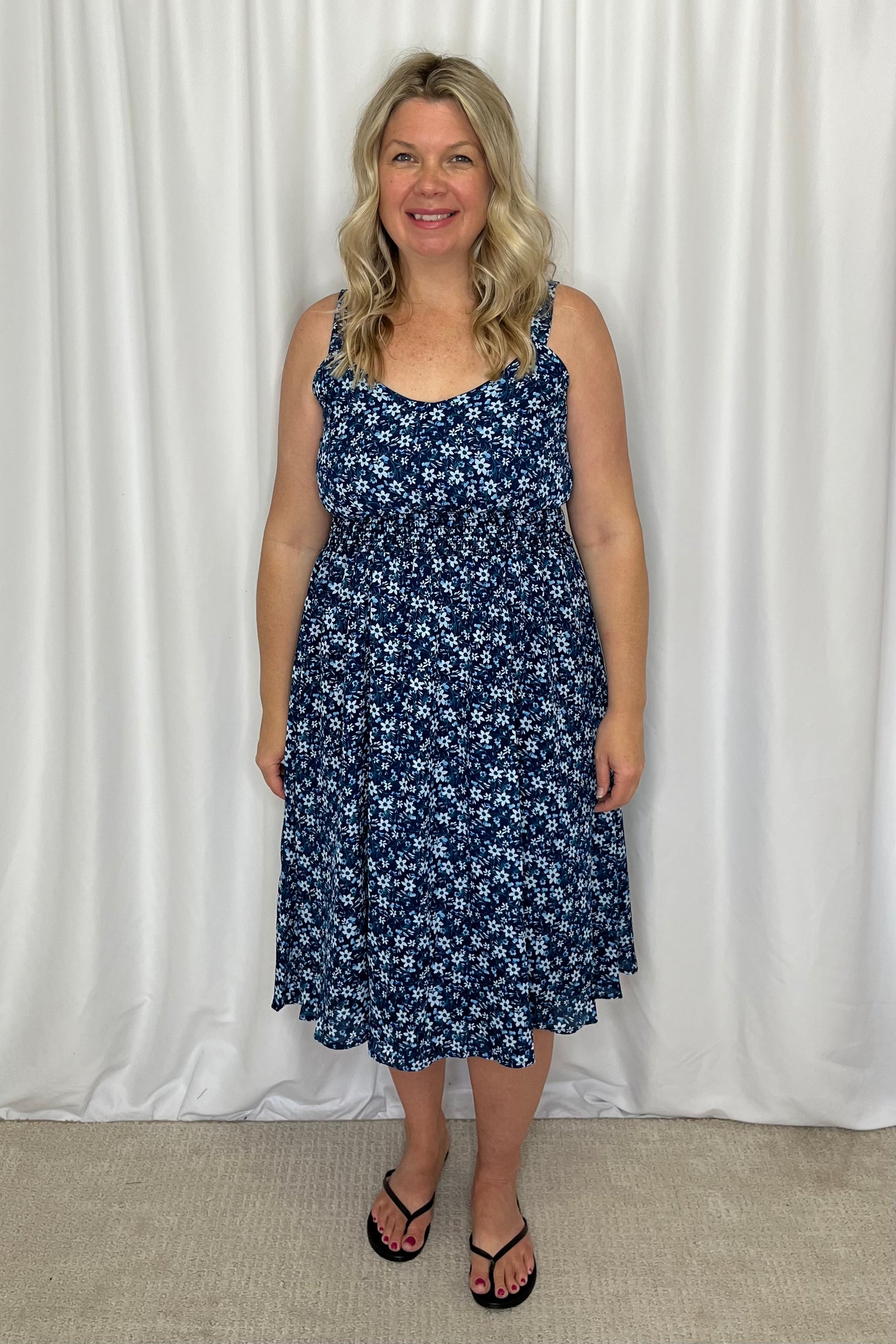 Michelle Mae "Cassidy" Midi Dress - Navy Floral