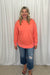 Michelle Mae Vintage Wash Pullover - Deep Coral