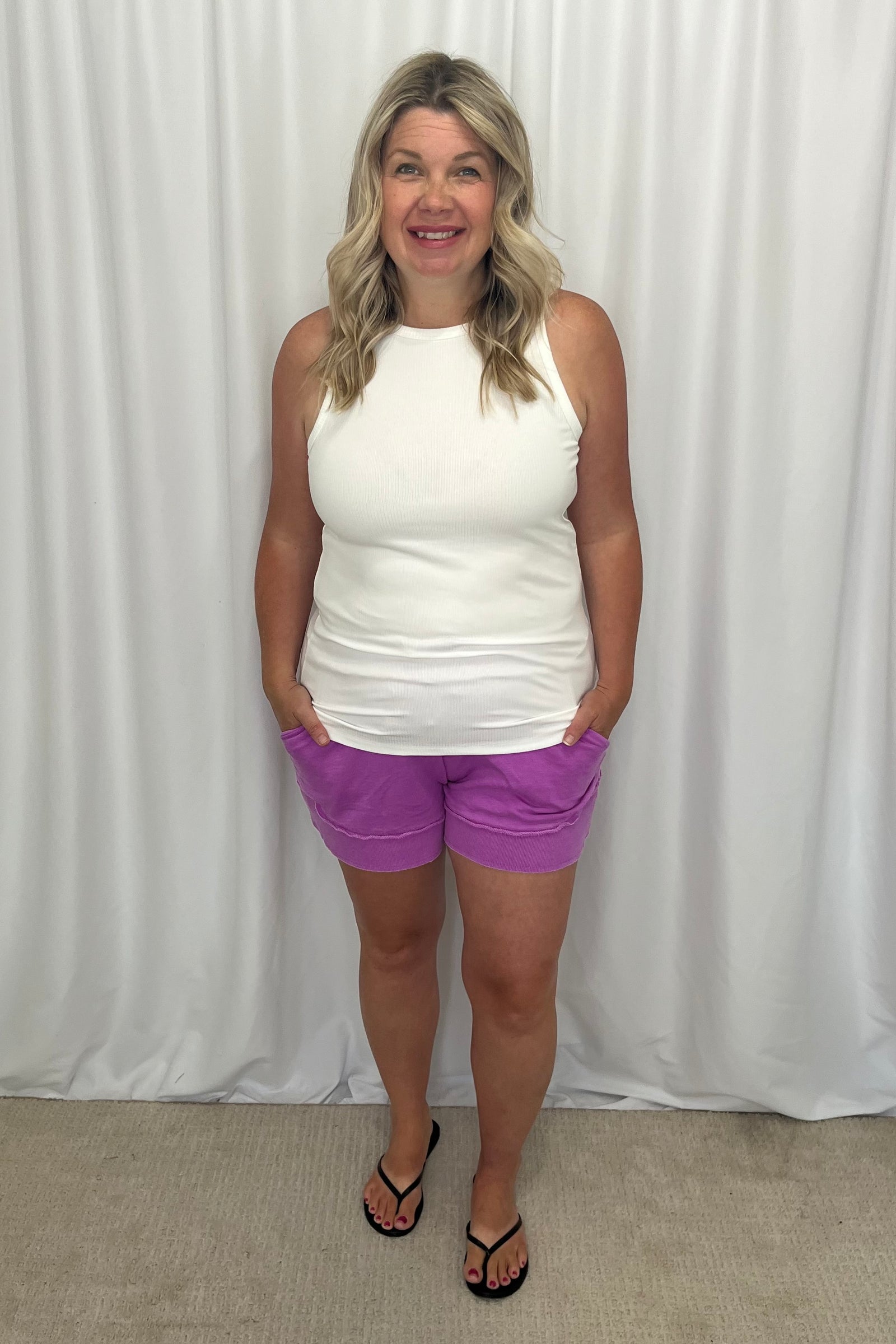 Michelle Mae French Terry Stevie Shorts - Vivid Orchid