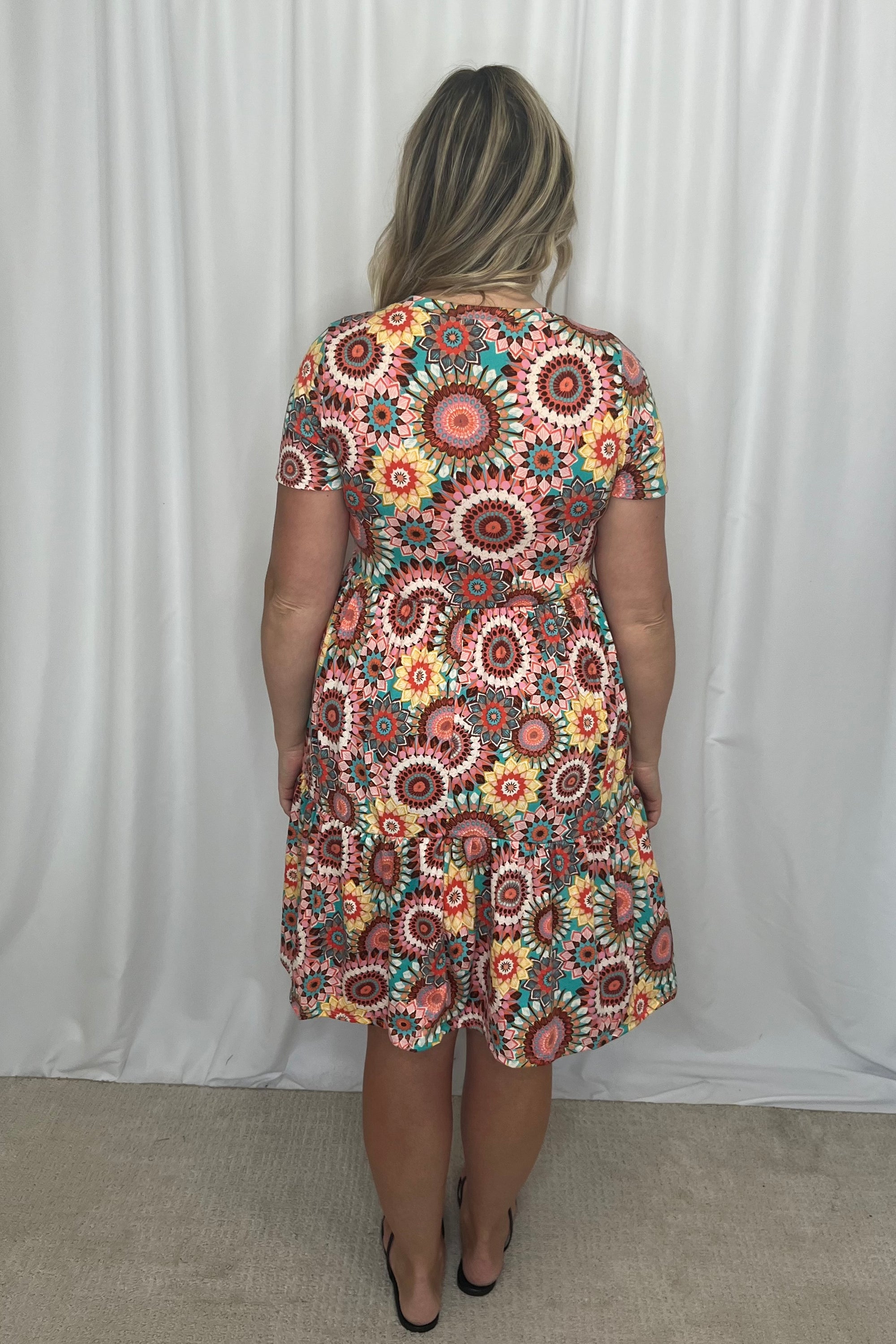 Marcia Tiered Dress with Pockets - Festival Bloom