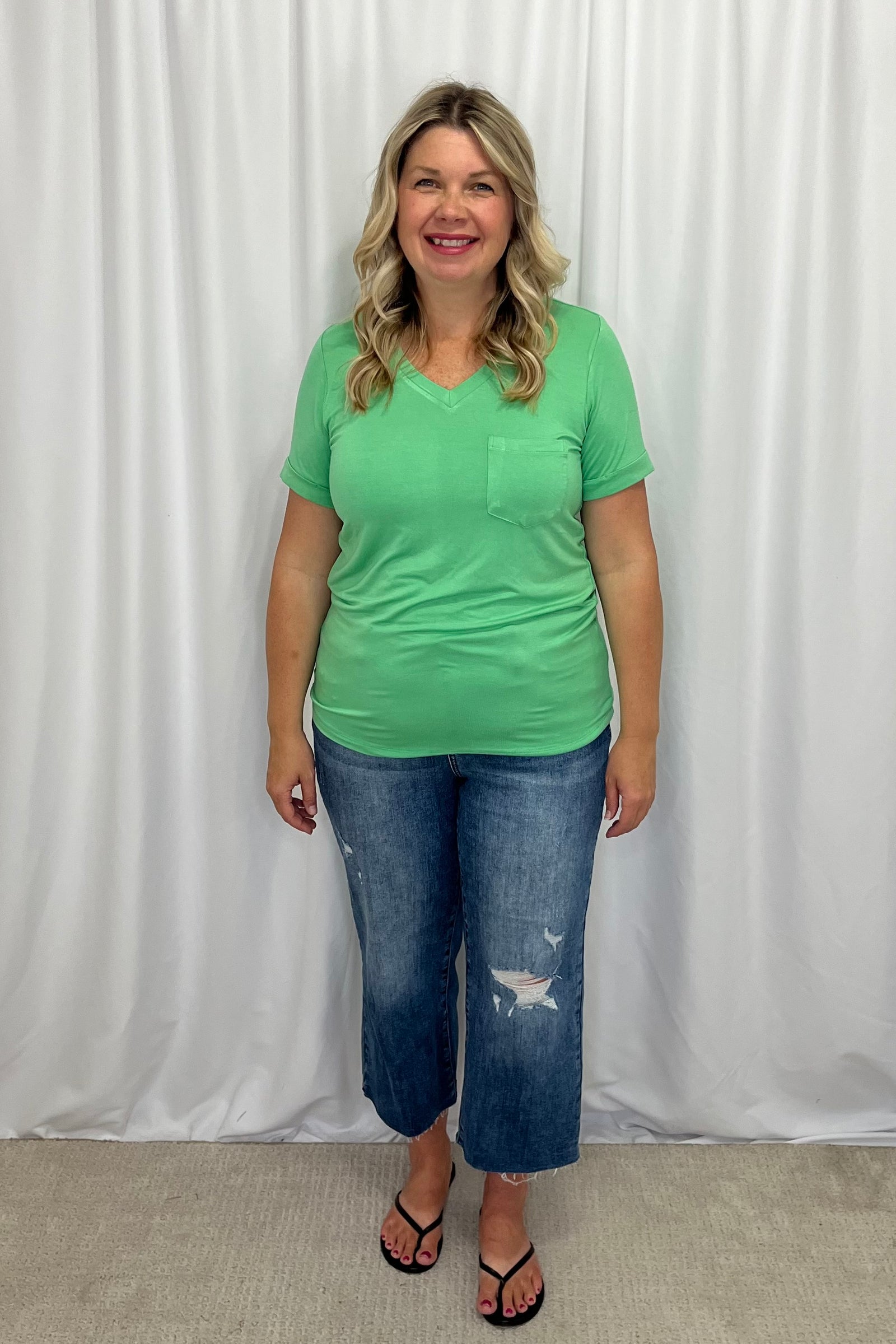 Michelle Mae "Sophie" Pocket Tee - Mint