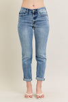 Judy Blue &quot;Marley&quot; Mid Rise Non Distressed Boyfriend Jeans - Light Wash