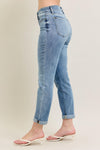 Judy Blue &quot;Marley&quot; Mid Rise Non Distressed Boyfriend Jeans - Light Wash