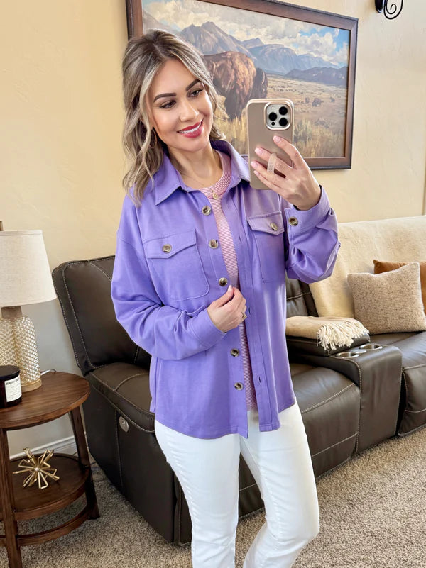 Michelle Mae "Brenna" Button Down Top - Purple