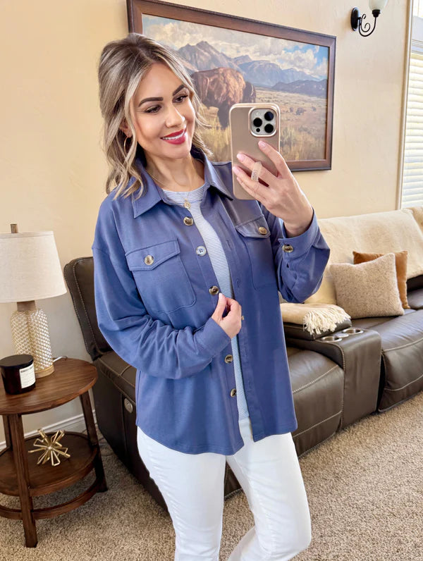 Michelle Mae "Brenna" Button Down Top - Denim