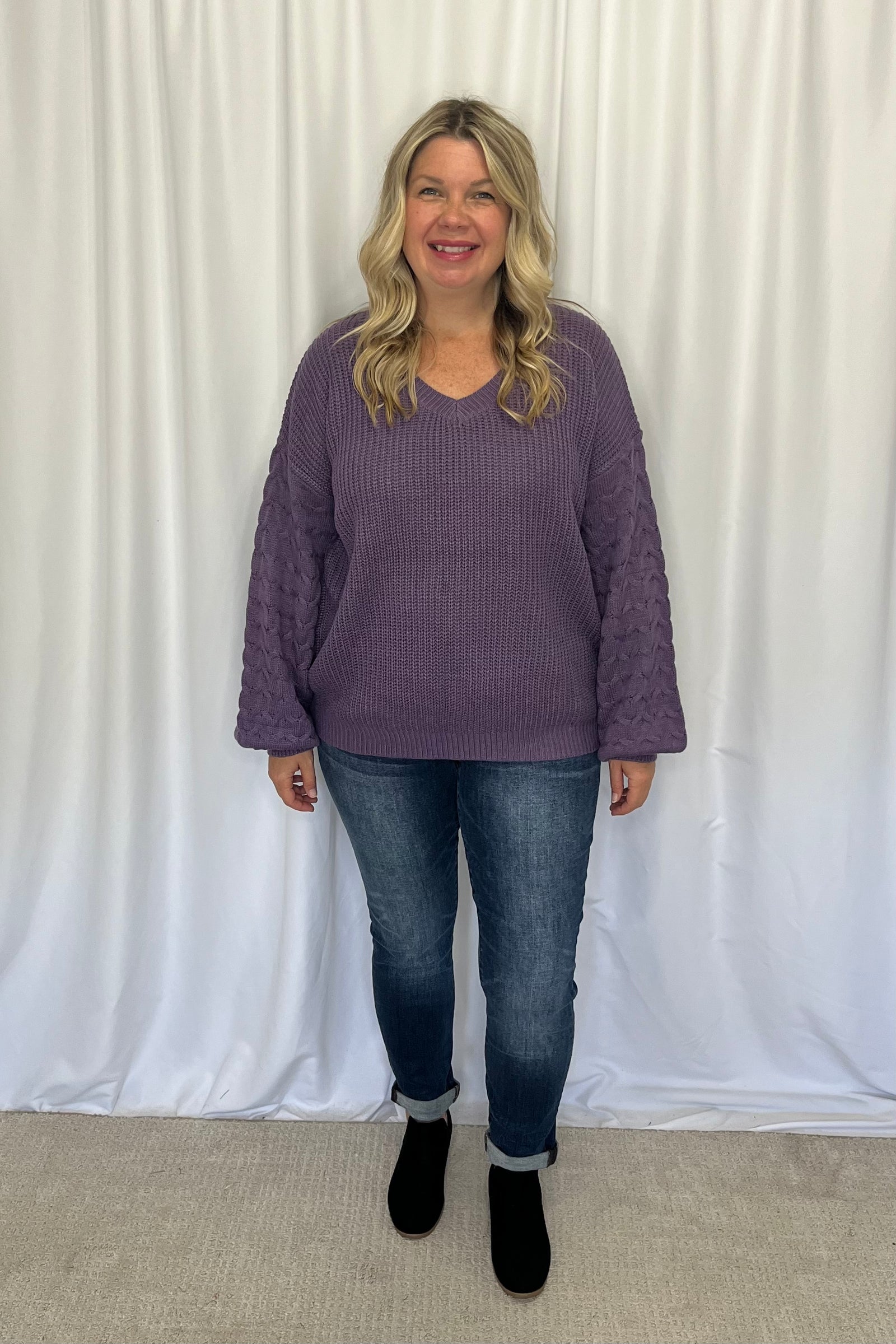 Michelle Mae "Talina" Textured Sweater - Purple