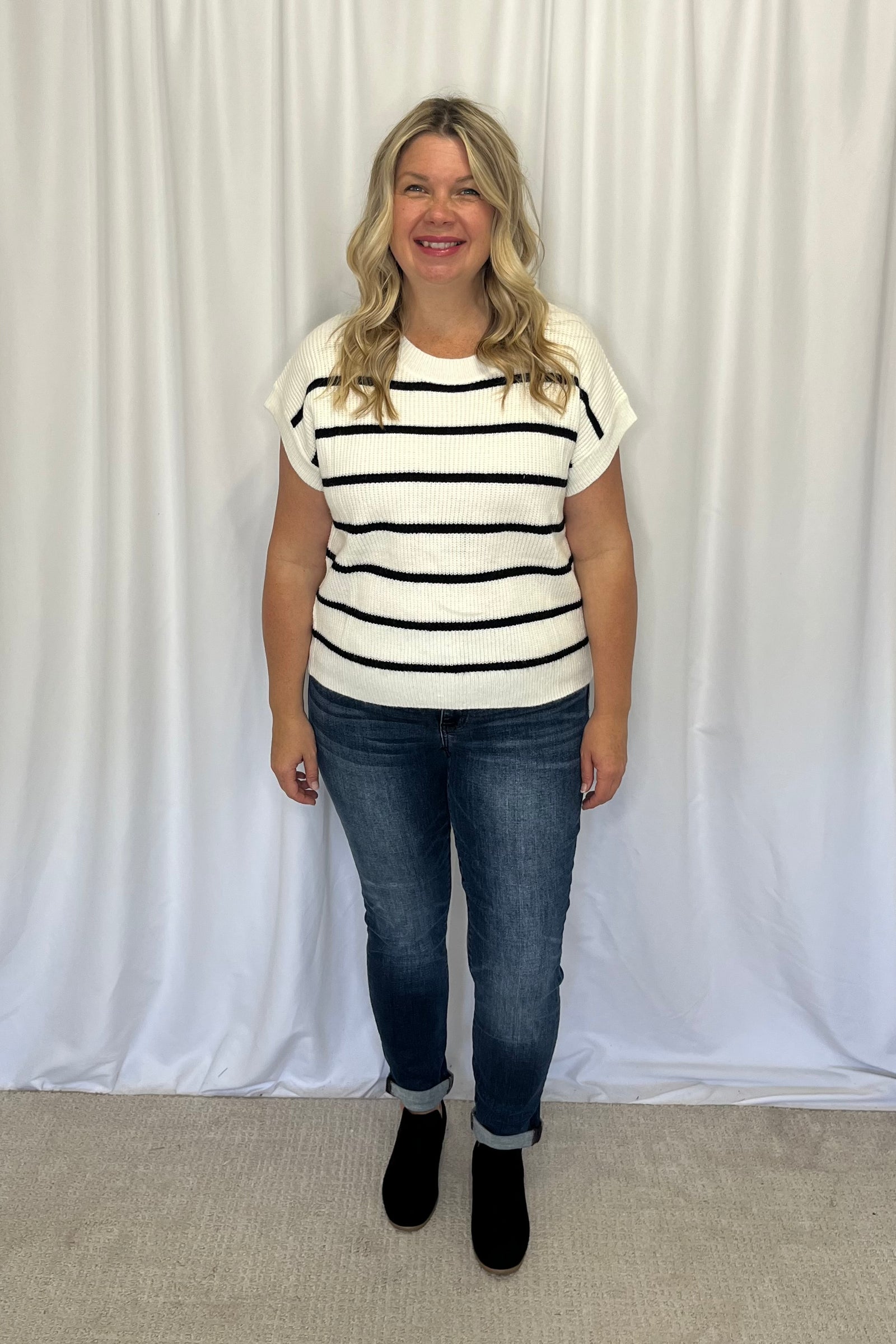 Michelle Mae Striped Sweater Top - Ivory