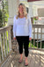 C'est Moi "Bamboo Long Sleeve Scoop Neck Top" - White