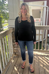 C&#39;est Moi &quot;Bamboo Long Sleeve Scoop Neck Top&quot; - Black