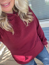 Michelle Mae &quot;Tatum&quot; Textured Pullover Hoodie - Burgundy