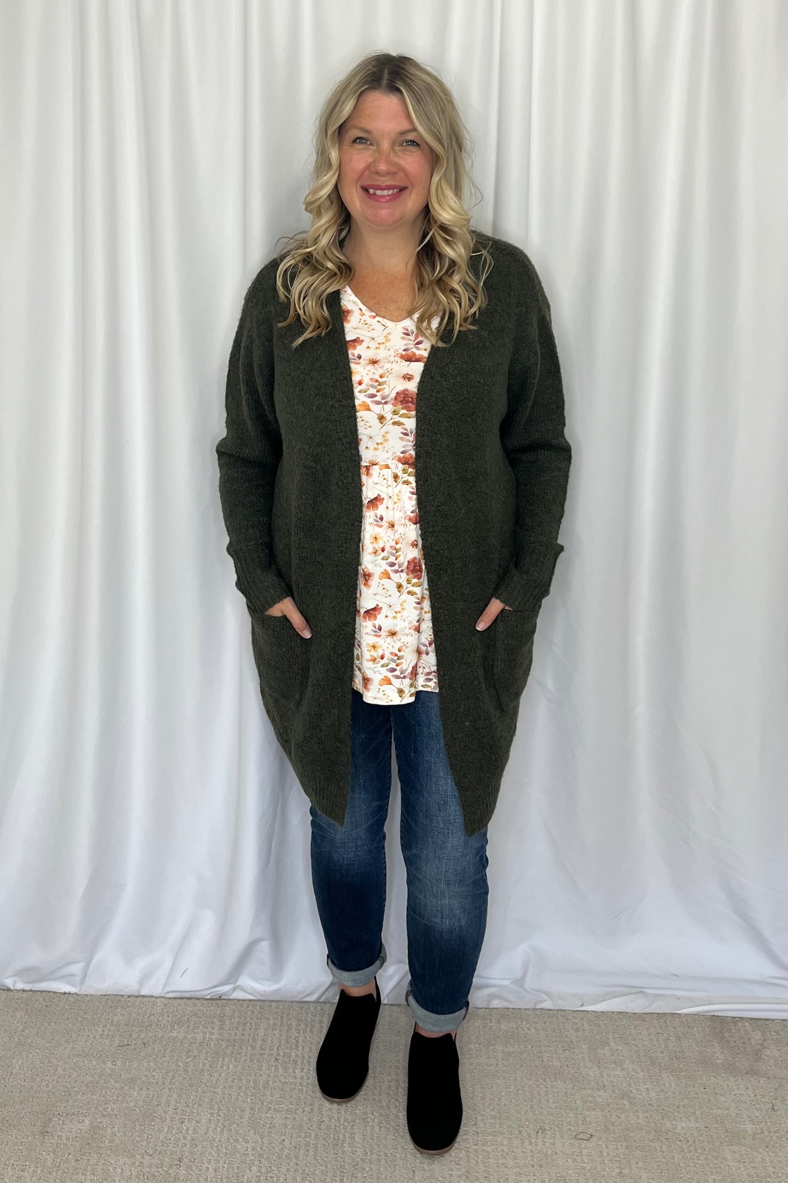 Michelle Mae "Madison" Cozy Cardigan - Olive