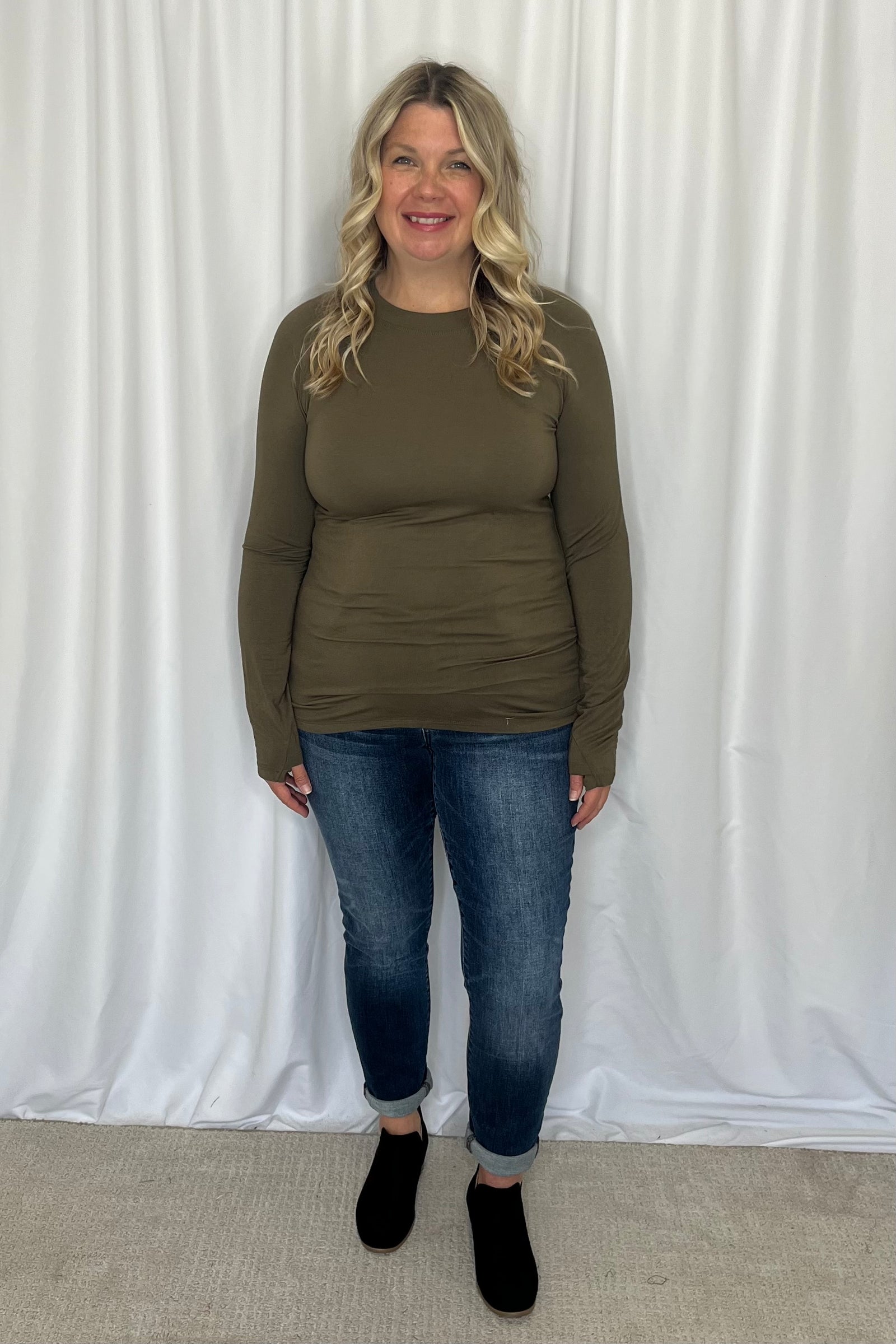 Michelle Mae "Blair" Long Sleeve Top - Olive