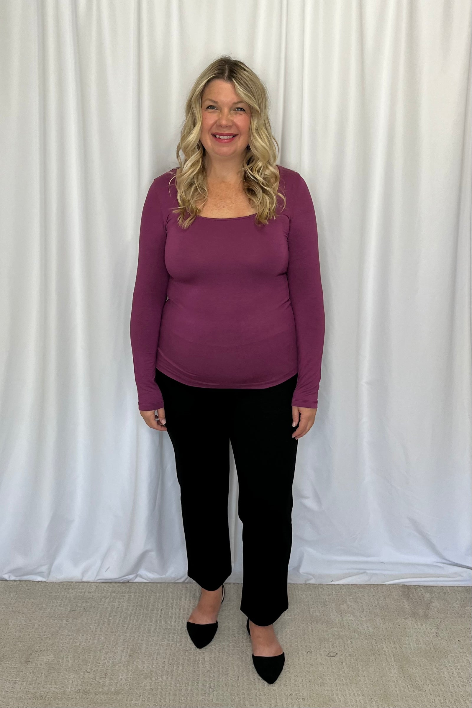 Michelle Mae Alyssa Long Sleeve Top - Mulberry