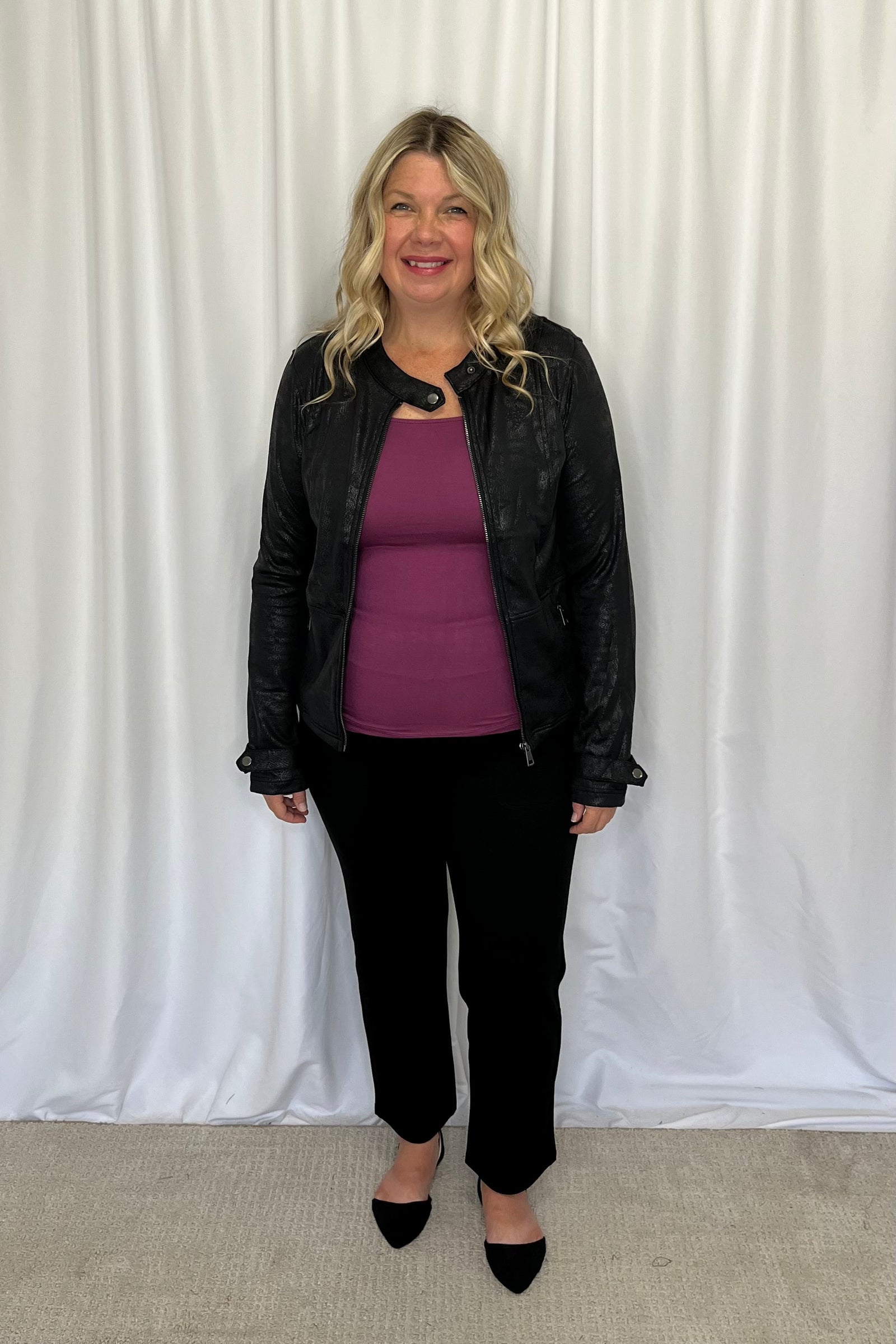 Michelle Mae Alyssa Long Sleeve Top - Mulberry