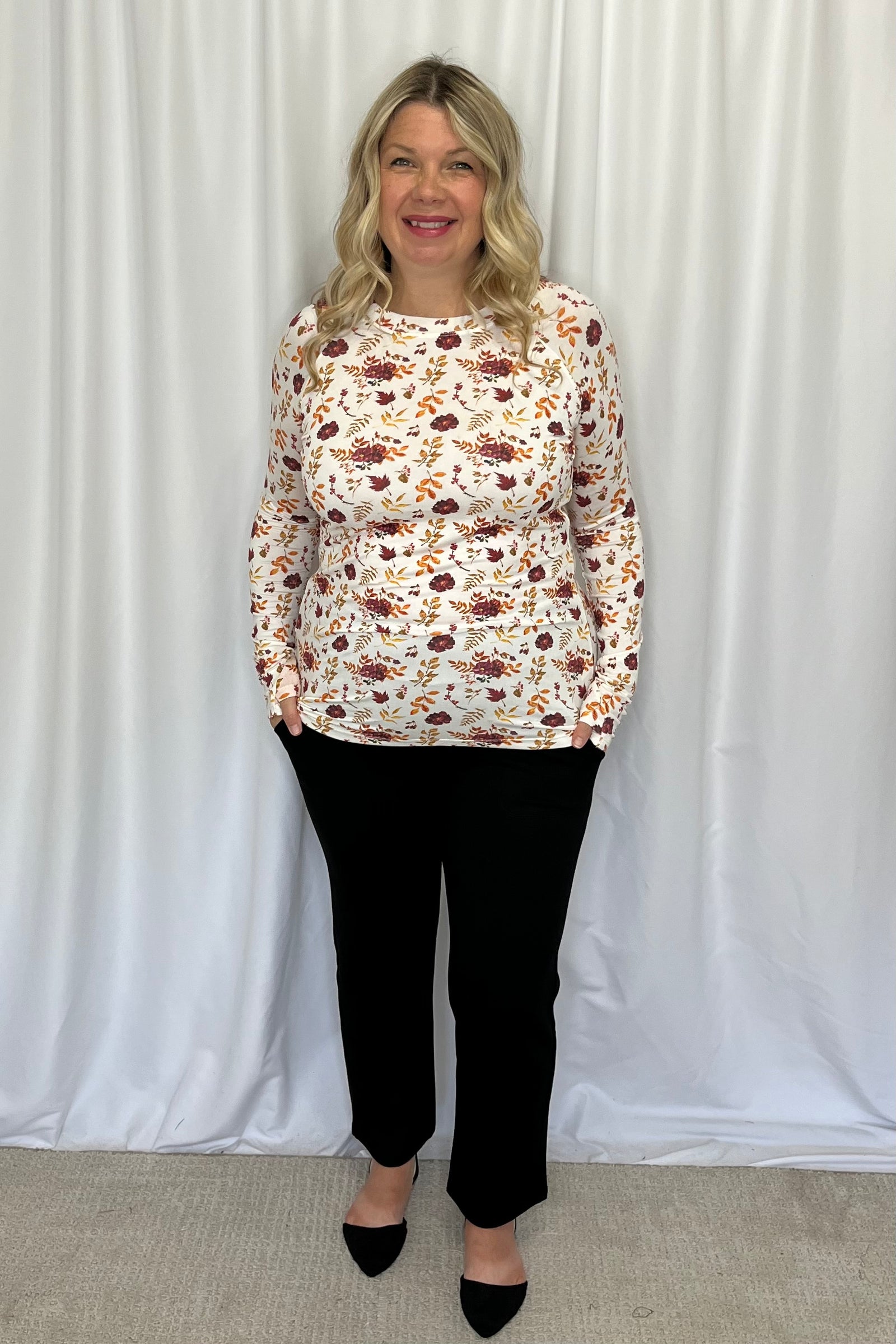 Michelle Mae "Blair" Long Sleeve Top - Autumn Floral