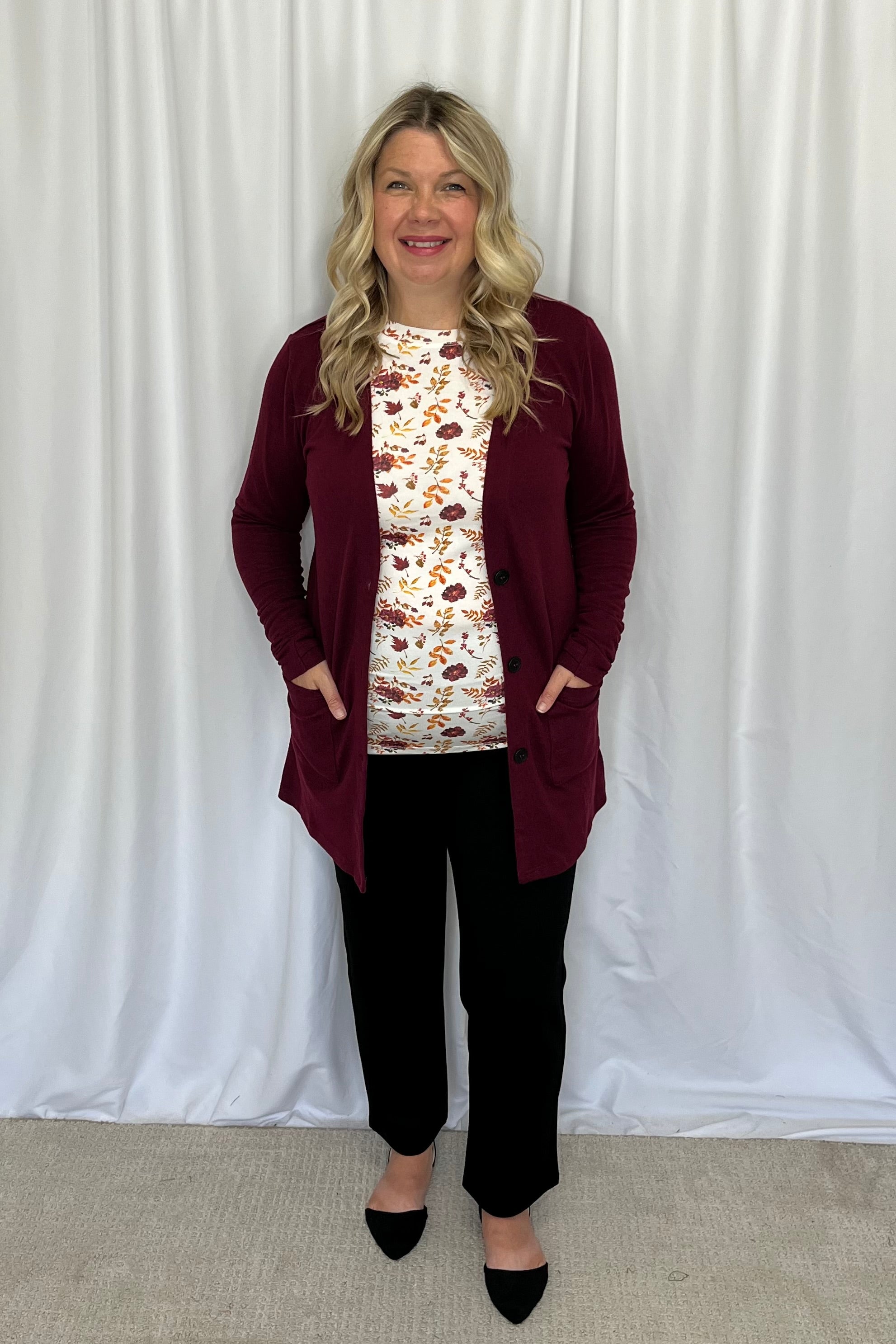 Michelle Mae &quot;Blair&quot; Long Sleeve Top - Autumn Floral